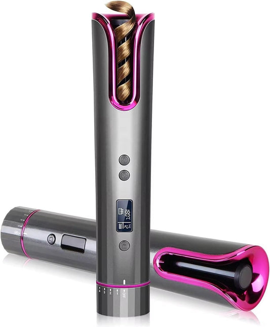 Rizador de pelo automático inalámbrico con pantalla LCD