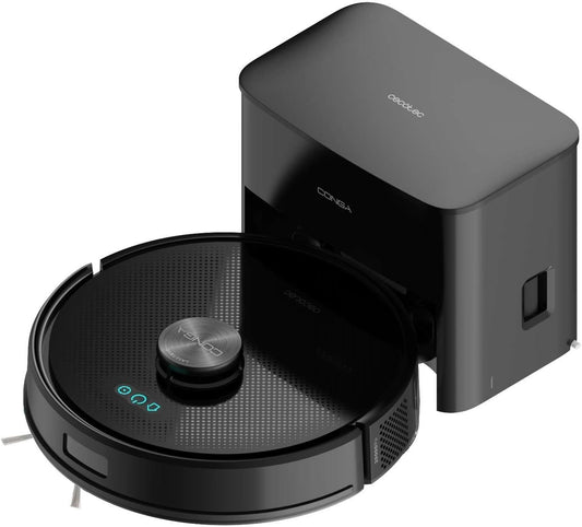Robot aspirador y friegasuelos con base de autovaciado