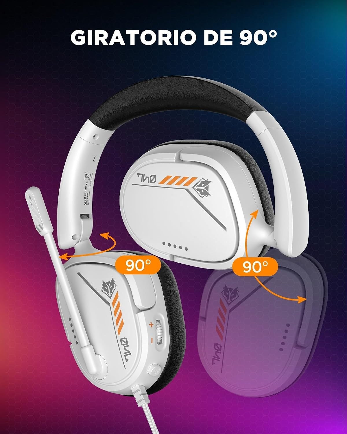 Cascos gaming giratorios 90 grados